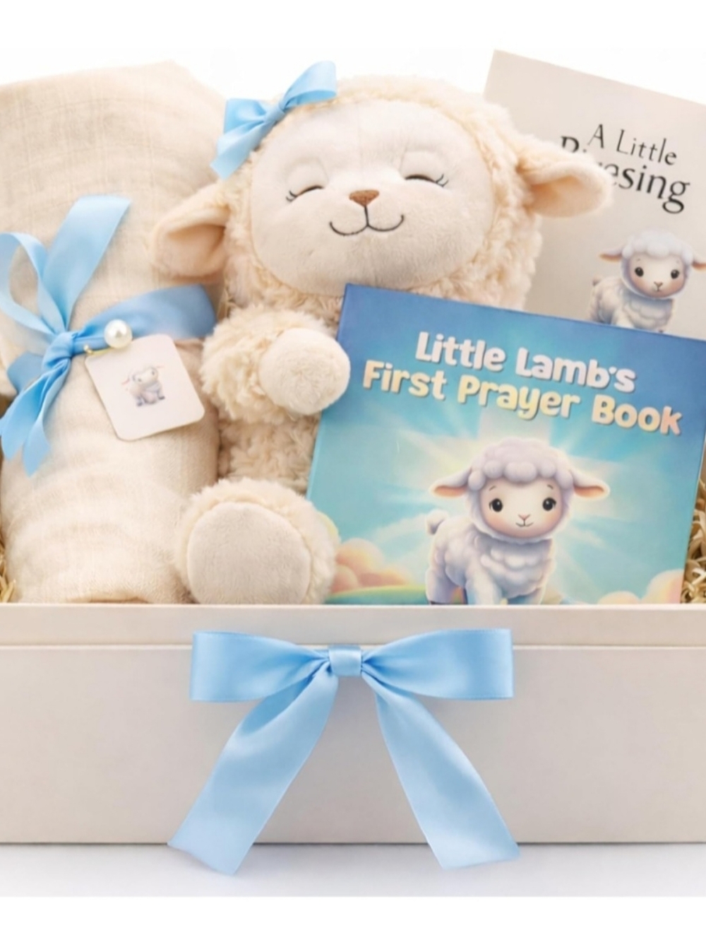 Luxury Baby Gift Set New In Box Plush Lamb Blanket Book Keepsake Box